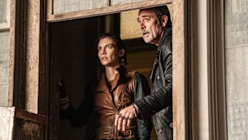 Jeffrey Dean Morgan as Negan, Lauren Cohan as Maggie Rhee - The Walking Dead: Dead City _ Season 1 - Photo Credit: Peter Kramer/AMC