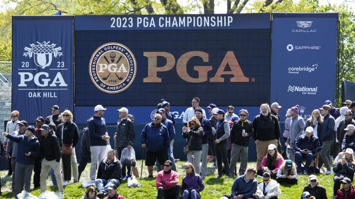 May 17, 2023; Rochester, New York, USA; Patrons watch from the 13th green during a practice round of