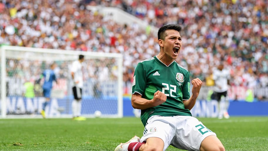 Hirving Lozano celebrating his goal against Germany.