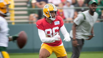 Green Bay Packers wide receiver Malik Taylor (86) participates during training camp on Monday, Aug. 8, 2022, at Ray Nitschke Field in Ashwaubenon, Wis. Samantha Madar/USA TODAY NETWORK-Wis.

Gpg Training Camp 08082022 0017