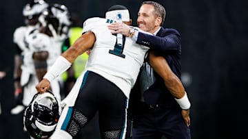 Jalen Hurts (L), Howie Roseman (R), Philadelphia Eagles