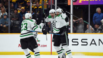 Dec 23, 2023; Nashville, Tennessee, USA; Dallas Stars defenseman Jani Hakanpaa (2) and center Craig