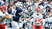Penn State's Liam Matthews (51) scored four goals for the Nittany Lions against Cornell in the semifinals of the NCAA Men's Lacrosse Championship at Gillette Stadium. 