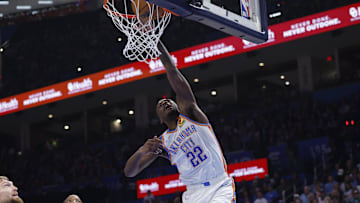 Oct 28, 2025; Oklahoma City, Oklahoma, USA; Oklahoma City Thunder guard Cason Wallace (22) shoots against the Sacramento Kings during the second half at Paycom Center. Mandatory Credit: Alonzo Adams-Imagn Images