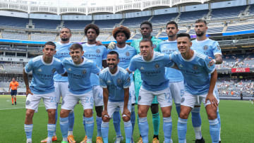 Jul 9, 2022; New York, New York, USA; New York City FC starting eleven pose for a photo before the