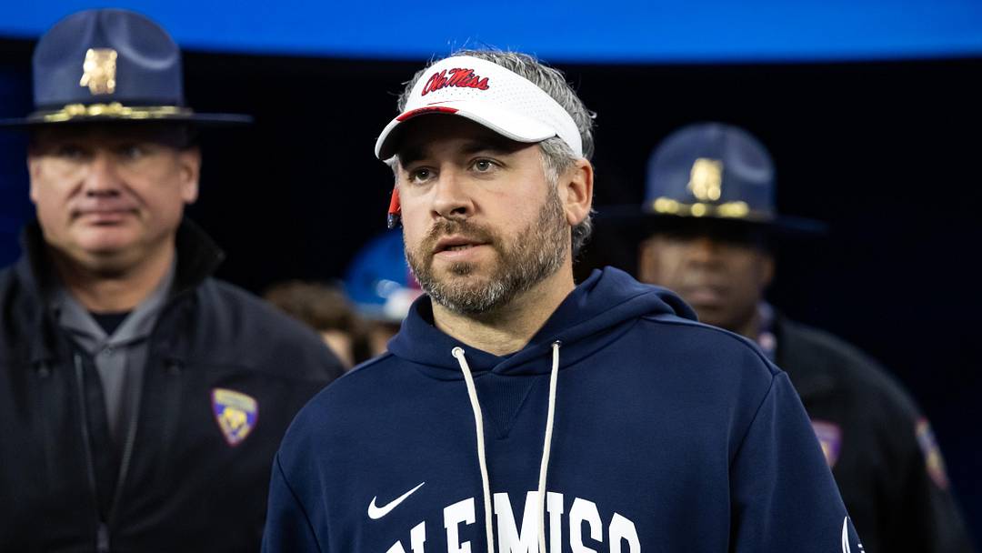 Jan 8, 2026; Glendale, AZ, USA; Mississippi Rebels head coach Pete Golding against the Miami Hurricanes during the 2026 Fiesta Bowl and semifinal game of the College Football Playoff at State Farm Stadium. Mandatory Credit: Mark J. Rebilas-Imagn Images