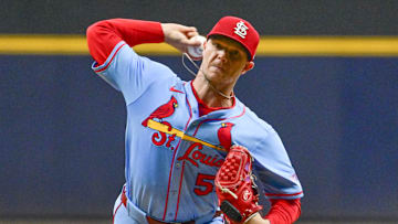Sep 13, 2025; Milwaukee, Wisconsin, USA;  St. Louis Cardinals starting pitcher Sonny Gray (54) throws against the Milwaukee Brewers in the first inning at American Family Field. Mandatory Credit: Benny Sieu-Imagn Images
