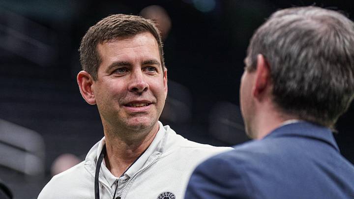 Feb 6, 2025; Boston, Massachusetts, USA; Boston Celtics general manager Brad Stevens on the court before the start of the game against the Dallas Mavericks at TD Garden. Mandatory Credit: David Butler II-Imagn Images