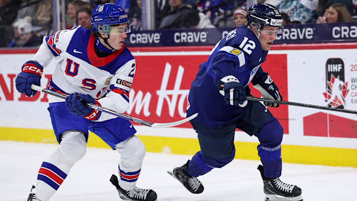 Buffalo Sabres prospect Luke Osburn as a member of Team USA at the 2026 World Junior Championship