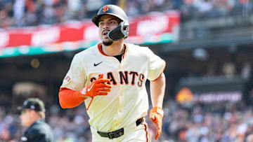 Apr 4, 2025; San Francisco, California, USA; San Francisco Giants shortstop Willy Adames (2) scores a run during the fourth inning against the Seattle Mariners at Oracle Park. 