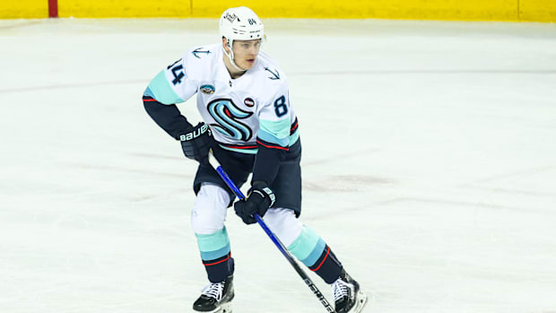 Seattle Kraken forward Kaapo Kakko against the Calgary Flames