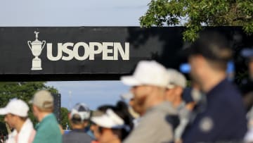 Jun 16, 2022; Brookline, Massachusetts, USA; The tournament logo is seen during the first round of the U.S. Open golf tournament at The Country Club. 