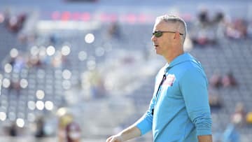 Nov 23, 2024; Tallahassee, Florida, USA; Florida State Seminoles head coach Mike Norvell before the game against the Charleston Southern Buccaneers at Doak S. Campbell Stadium. Mandatory Credit: Melina Myers-Imagn Images