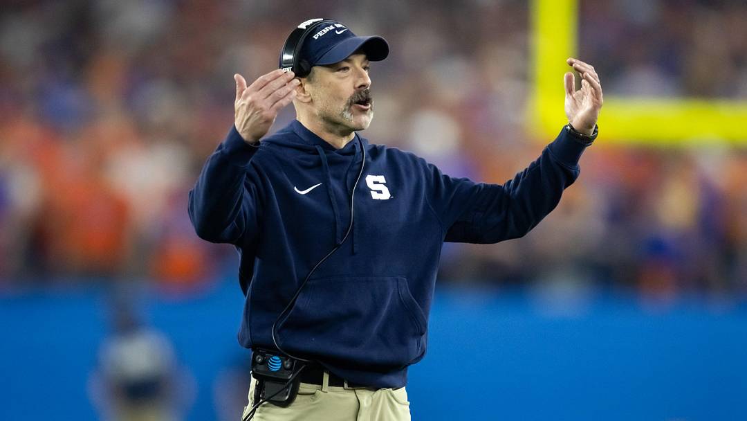 Dec 31, 2024; Glendale, AZ, USA; Penn State Nittany Lions special teams coordinator Justin Lustig against the Boise State Broncos during the Fiesta Bowl at State Farm Stadium. Mandatory Credit: Mark J. Rebilas-Imagn Images