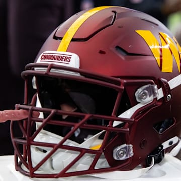 Detailed view of a Washington Commanders helmet at State Farm Stadium