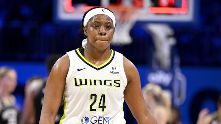Aug 8, 2025; Arlington, Texas, USA; Dallas Wings guard Arike Ogunbowale (24) walks off the court after the Wings lose to the New York Liberty at College Park Center. Mandatory Credit: Jerome Miron-Imagn Images Aug 8, 2025; Arlington, Texas, USA; Dallas Wings guard Arike Ogunbowale (24) walks off the court after the Wings lose to the New York Liberty at College Park Center. Mandatory Credit: Jerome Miron-Imagn Images
