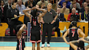 Apr 5, 2025; San Antonio, TX, USA; Houston Cougars head coach Kelvin Sampson reacts during the second half in the semifinals of the men's Final Four of the 2025 NCAA Tournament at Alamodome. Mandatory Credit: Scott Wachter-Imagn Images
