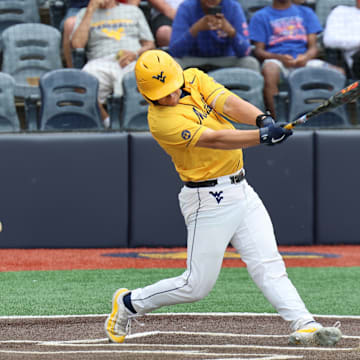 West Virginia University catcher Logan Sauve 