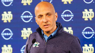 University of Notre Dame athletic director speaks during a press conference at Notre Dame Stadium on Thursday, May 22, 2025, in South Bend.