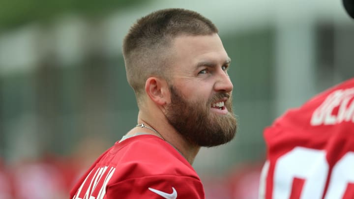 Jul 25, 2024; Tampa, FL, USA;  Tampa Bay Buccaneers kicker Chase McLaughlin (4) during training camp at AdventHealth Training Center. Mandatory Credit: Kim Klement Neitzel-USA TODAY Sports