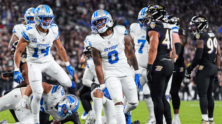 Jahmyr Gibbs and Amon-Ra St. Brown both scored against the Ravens.