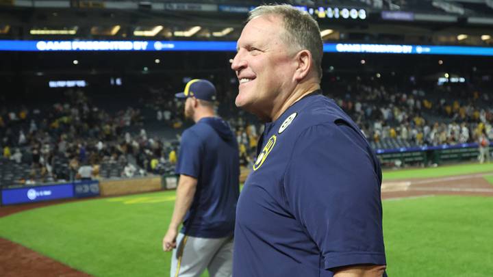 Sep 15, 2026; Pittsburgh, Pennsylvania, USA;  Milwaukee Brewers manager Pat Murphy reacts after defeating the Pittsburgh Pirates at PNC Park.  Mandatory Credit: Charles LeClaire-Imagn Images