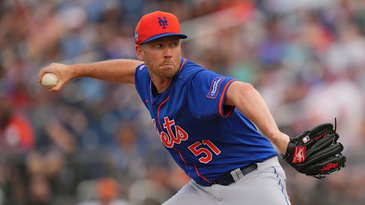 Mar 16, 2024; West Palm Beach, Florida, USA;  New York Mets starting pitcher Michael Tonkin (51)