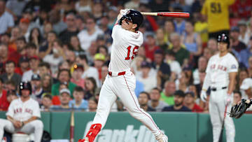 Boston Red Sox designated hitter Roman Anthony hits a two run home run during the fifth inning against the Colorado Rockies at Fenway Park.