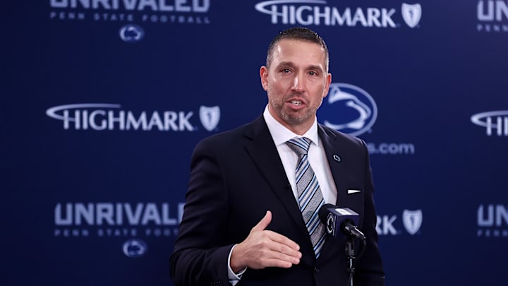 Dec 8, 2025; University Park, PA, USA; Matt Campbell is announced as the Penn State Nittany Lions new head coach during a press conference at the Beaver Stadium Press Room. Mandatory Credit: Matthew O'Haren-Imagn Images Dec 8, 2025; University Park, PA, USA; Matt Campbell is announced as the Penn State Nittany Lions new head coach during a press conference at the Beaver Stadium Press Room. Mandatory Credit: Matthew O'Haren-Imagn Images
