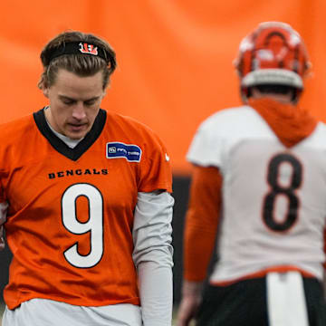 Bengals Joe Burrow (9) returns to practice on Monday November 10, 2025.