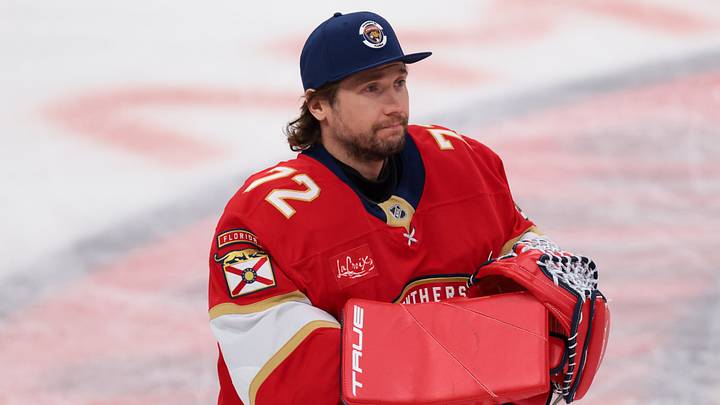 Apr 15, 2026; Sunrise, Florida, USA; Florida Panthers goaltender Sergei Bobrovsky (72) acknowledges the fans after the game against the Detroit Red Wings at Amerant Bank Arena. Mandatory Credit: Sam Navarro-Imagn Images