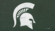 Oct 12, 2019; Madison, WI, USA; Michigan State Spartans logo on sideline equipment prior to the game against the Wisconsin Badgers at Camp Randall Stadium. Mandatory Credit: Jeff Hanisch-Imagn Images