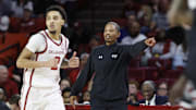 Jan 18, 2025; Norman, Oklahoma, USA; South Carolina Gamecocks head coach Lamont Paris gestures to his team during a play against the Oklahoma Sooners during the second half at Lloyd Noble Center. Mandatory Credit: Alonzo Adams-Imagn Images