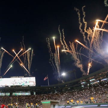 Several people were hurt after fireworks shot into the stands at a college football stadium.
