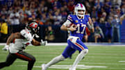 Josh Allen and the Bills are taking on the Buccaneers on Sunday.