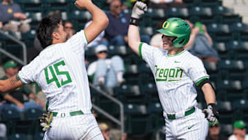 Ryan Cooney and Dominic Hellman were the hitting stars for Oregon Friday night. Cooney single and walked and stole two bases, while Hellman drove in both runs in a 2-1 victory over UCLA.