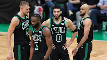 Boston Celtics, NBA Trade Rumors, Shams Charania, Kristaps Porzingis, Jaylen Brown, Jayson Tatum, Derrick White, Jrue Holiday
