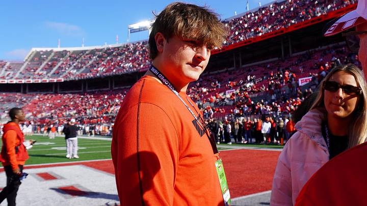 Tri-Village offensive tackle Dominic Black visits Ohio Stadium on the day of the Ohio State Buckeyes football game against the Rutgers Scarlet Knights on Nov. 22, 2025.