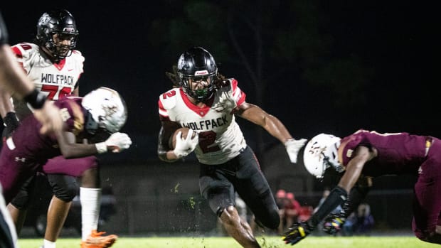 South Fort Myers RB Victor Jenkins scored twice in a narrow loss to Riverdale on Aug. 30, 2024.