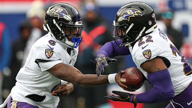 Baltimore Ravens quarterback Lamar Jackson and running back Derrick Henry