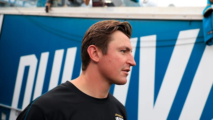 Jacksonville Jaguars offensive coordinator Grant Udinski before an NFL preseason matchup at EverBank Stadium, Saturday, Aug. 9, 2025 in Jacksonville, Fla. [Corey Perrine/Florida Times-Union]