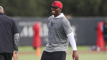 Jul 23, 2025; Houston, TX, USA;  Houston Texans head coach DeMeco Ryans during training camp at Houston Methodist Training Center. Mandatory Credit: Troy Taormina-Imagn Images