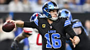 Detroit Lions quarterback Jared Goff (16) has a plus fantasy football matchup in Week 14 against the Dallas Cowboys, making him the better option over Joe Burrow.
