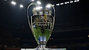 The Champions League trophy is seen prior the UEFA Champions...