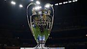 The Champions League trophy is seen prior the UEFA Champions...