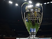 The Champions League trophy is seen prior the UEFA Champions...