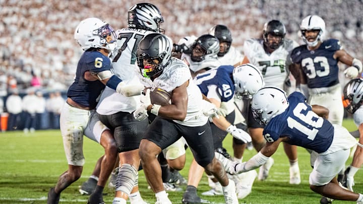 The Ducks went for it on fourth down seven times against Penn State, converting five, including this 8-yard touchdown run on 4th and 1 in the fourth quarter.