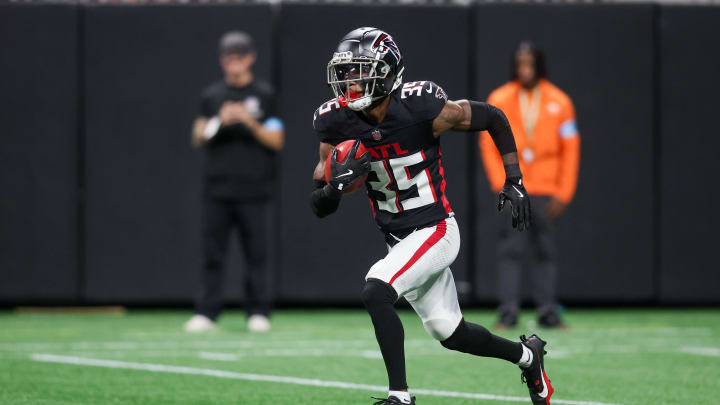 Atlanta Falcons cornerback Natrone Brooks, pictured returning a kickoff, had a strong preseason but was waived Tuesday.