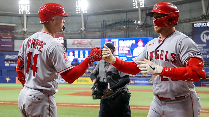 Sep 20, 2023; St. Petersburg, Florida, USA; Los Angeles Angels catcher Logan O'Hoppe (14)
