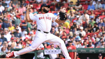 Jun 2, 2024; Boston, Massachusetts, USA;  Boston Red Sox pitcher Kenley Jansen (74) pitches against the Detroit Tigers during the ninth inning at Fenway Park. Mandatory Credit: Eric Canha-USA TODAY Sports